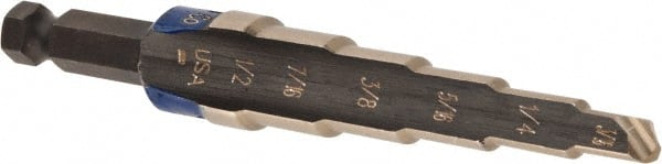 Irwin - 6 Hole Sizes, 3/16 to 1/2" Hole Diam Cobalt Speedpoint Step Drill Bit - Apex Tool & Supply