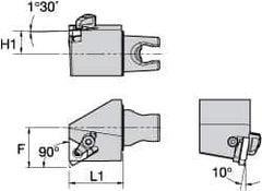 Kennametal - Insert Style LT 16ER, 30mm Head Length, Left Hand Cut, External Modular Threading Cutting Unit Head - System Size KM25, 22mm Center to Cutting Edge, Series LT Threading - Apex Tool & Supply