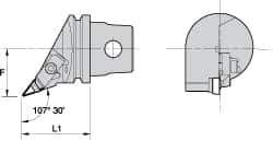 Kennametal - Right Hand Cut, Size KM32, VBMR Insert Compatiblity, External Modular Turning & Profiling Cutting Unit Head - 22mm Ctr to Cutting Edge, 35mm Head Length, Through Coolant, Series Top Notch - Apex Tool & Supply