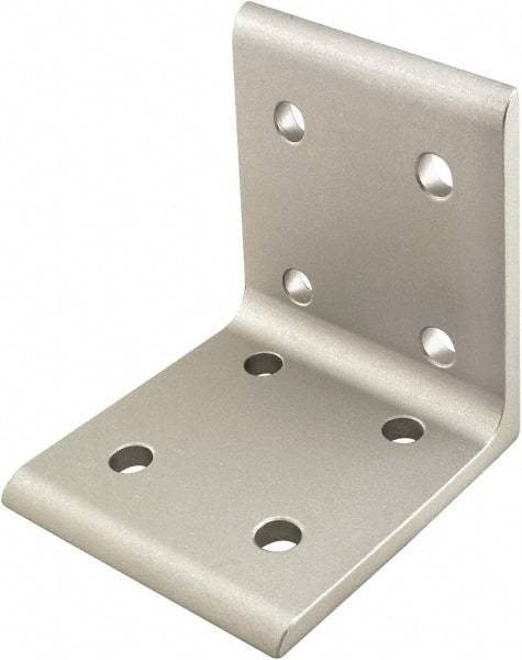 80/20 Inc. - 80mm Wide, Open Shelving 8 Hole Inside Corner Bracket - Aluminum, Clear Anodized Finish, 76mm Long, Use with 40 Series & Bolt Kit 75-3422 - Apex Tool & Supply