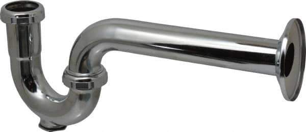 Federal Process - 1-1/4 Outside Diameter, 20 Gauge, P Trap with Wall Pipe and Cleanout Plug - Chrome Coated, Brass - Apex Tool & Supply