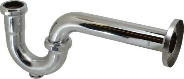 Federal Process - 1-1/4 Outside Diameter, 17 Gauge, P Trap with Wall Pipe and Cleanout Plug - Chrome Coated, Brass - Apex Tool & Supply