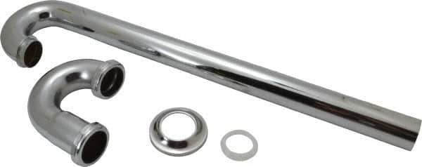 Federal Process - 1-1/2 Outside Diameter, 17 Gauge, S Trap with Floor Pipe - Chrome Coated, Brass - Apex Tool & Supply