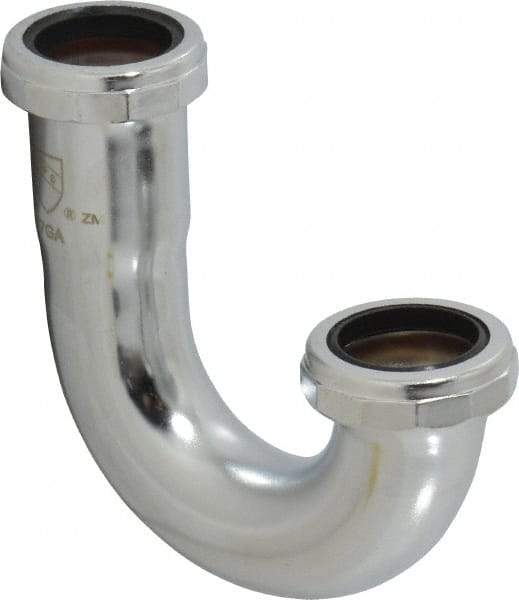 Federal Process - 1-1/4 Outside Diameter, 17 Gauge, P Trap J Bend Only - Chrome Coated, Brass - Apex Tool & Supply