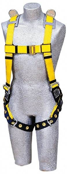 DBI/SALA - 420 Lb Capacity, Size Universal, Full Body Construction Safety Harness - Polyester Webbing, Tongue Leg Strap, Pass-Thru Chest Strap - Apex Tool & Supply