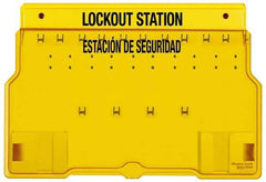 Master Lock - 1 Piece, Empty Polycarbonate Padlock Station - 22 Inch Wide x 15-1/2 Inch High x 1-3/4 Inch Deep, Yellow, Covered - Apex Tool & Supply