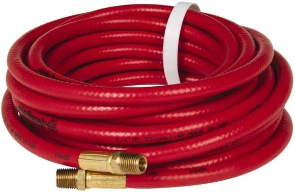 PRO-SOURCE - 1/4" ID x 15/32" OD 50' Long Multipurpose Air Hose - MNPT x MNPT Ends, 300 Working psi, 23 to 150°F, 1/4" Fitting, Red - Apex Tool & Supply