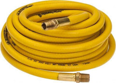 PRO-SOURCE - 1/4" ID x 15/32" OD 25' Long Multipurpose Air Hose - MNPT x MNPT Ends, 300 Working psi, 23 to 150°F, 1/4" Fitting, Yellow - Apex Tool & Supply
