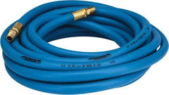 PRO-SOURCE - 3/8" ID x 19/32" OD 25' Long Multipurpose Air Hose - MNPT x MNPT Ends, 300 Working psi, 23 to 150°F, 1/4" Fitting, Blue - Apex Tool & Supply