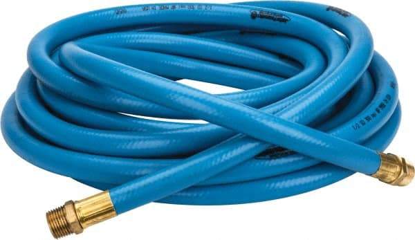 PRO-SOURCE - 1/2" ID x 3/4" OD 25' Long Multipurpose Air Hose - MNPT x MNPT Ends, 300 Working psi, 23 to 150°F, 1/2" Fitting, Blue - Apex Tool & Supply