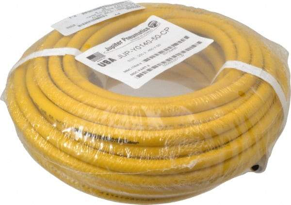 PRO-SOURCE - 1/4" ID x 15/32" OD 50' Long Multipurpose Air Hose - MNPT x MNPT Ends, 300 Working psi, 23 to 150°F, 1/4" Fitting, Yellow - Apex Tool & Supply