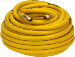 PRO-SOURCE - 3/8" ID x 19/32" OD 50' Long Multipurpose Air Hose - MNPT x MNPT Ends, 300 Working psi, 23 to 150°F, 1/4" Fitting, Yellow - Apex Tool & Supply