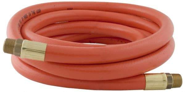 PRO-SOURCE - 1/2" ID x 3/4" OD 100' Long Multipurpose Air Hose - MNPT x MNPT Ends, 300 Working psi, 23 to 150°F, 1/2" Fitting, Orange - Apex Tool & Supply