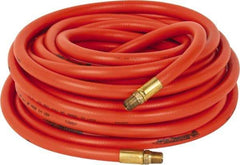 PRO-SOURCE - 3/8" ID x 19/32" OD 50' Long Multipurpose Air Hose - MNPT x MNPT Ends, 300 Working psi, 23 to 150°F, 1/4" Fitting, Orange - Apex Tool & Supply