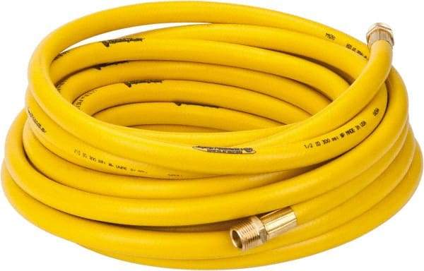 PRO-SOURCE - 1/2" ID x 3/4" OD 50' Long Multipurpose Air Hose - MNPT x MNPT Ends, 300 Working psi, 23 to 150°F, 1/2" Fitting, Yellow - Apex Tool & Supply