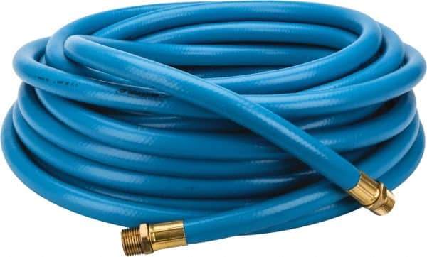 PRO-SOURCE - 1/2" ID x 3/4" OD 50' Long Multipurpose Air Hose - MNPT x MNPT Ends, 300 Working psi, 23 to 150°F, 1/2" Fitting, Blue - Apex Tool & Supply