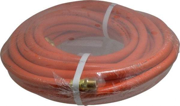 PRO-SOURCE - 1/2" ID x 3/4" OD 50' Long Multipurpose Air Hose - MNPT x MNPT Ends, 300 Working psi, 23 to 150°F, 1/2" Fitting, Orange - Apex Tool & Supply
