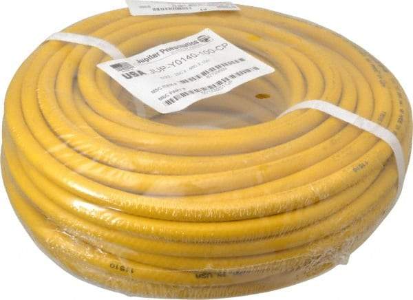 PRO-SOURCE - 1/4" ID x 15/32" OD 100' Long Multipurpose Air Hose - MNPT x MNPT Ends, 300 Working psi, 23 to 150°F, 1/4" Fitting, Yellow - Apex Tool & Supply