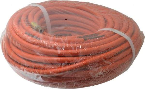 PRO-SOURCE - 1/4" ID x 15/32" OD 100' Long Multipurpose Air Hose - MNPT x MNPT Ends, 300 Working psi, 23 to 150°F, 1/4" Fitting, Orange - Apex Tool & Supply