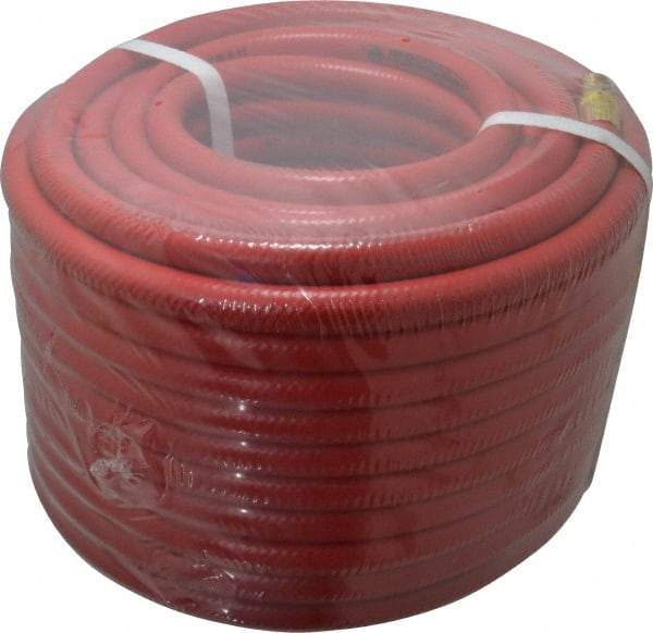 PRO-SOURCE - 3/8" ID x 19/32" OD 100' Long Multipurpose Air Hose - MNPT x MNPT Ends, 300 Working psi, 23 to 150°F, 1/4" Fitting, Red - Apex Tool & Supply