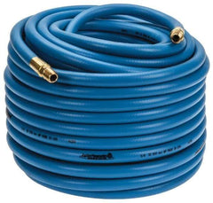 PRO-SOURCE - 3/8" ID x 19/32" OD 100' Long Multipurpose Air Hose - MNPT x MNPT Ends, 300 Working psi, 23 to 150°F, 1/4" Fitting, Blue - Apex Tool & Supply