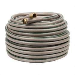 Made in USA - 150' Long Reel Hose - 5/8" Diam, 3/4" GHT, Rubber/Vinyl, 212 psi, All Season, Beige - Apex Tool & Supply