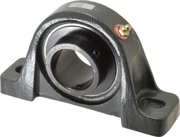 Browning - 1-3/4" ID, 7-3/8" OAL x 4-1/4" OAH Pillow Block - 5,216 Lb Static Cap, 7,889 Lb Dyn Cap, 5-21/32" Btw Mnt Hole Ctrs, 2-1/8" Base-to-Ctr Ht, Cast Iron - Apex Tool & Supply