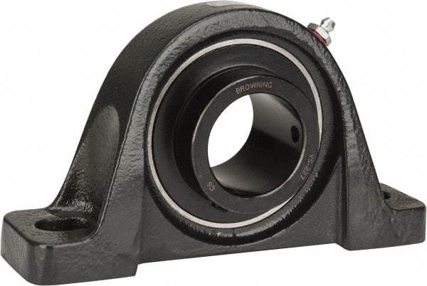 Browning - 1-11/16" ID, 7-3/8" OAL x 4-3/16" OAH Pillow Block - 5,139 Lb Static Cap, 7,901 Lb Dyn Cap, 5-21/32" Btw Mnt Hole Ctrs, 2-1/16" Base-to-Ctr Ht, Cast Iron - Apex Tool & Supply