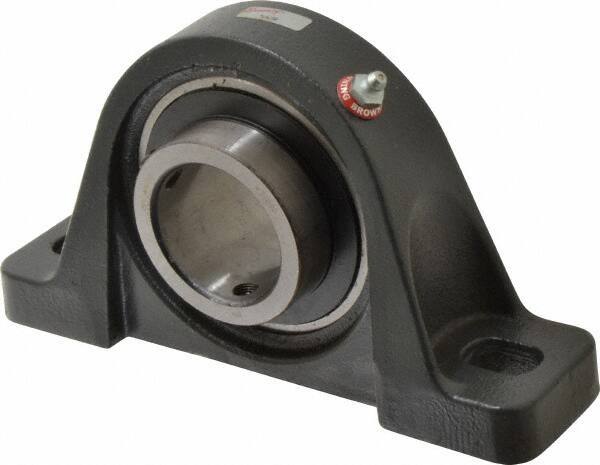 Browning - 2" ID, 8-13/16" OAL x 4-29/32" OAH Pillow Block - 6,601 Lb Static Cap, 9,752 Lb Dyn Cap, 6-15/16" Btw Mnt Hole Ctrs, 2-7/16" Base-to-Ctr Ht, Cast Iron - Apex Tool & Supply