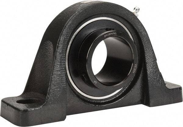Browning - 1-15/16" ID, 8" OAL x 4-1/2" OAH Pillow Block - 5,216 Lb Static Cap, 7,889 Lb Dyn Cap, 6-3/16" Btw Mnt Hole Ctrs, 2-3/16" Base-to-Ctr Ht, Cast Iron - Apex Tool & Supply
