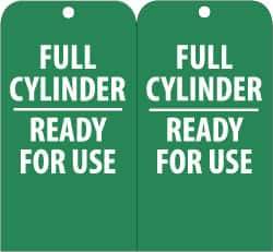NMC - 3" High x 6" Long, FULL CYLINDER-READY FOR USE, English Safety & Facility Accident Prevention Tag - Tag Header: Notice, 2 Sides, Green & White Unrippable Vinyl - Apex Tool & Supply