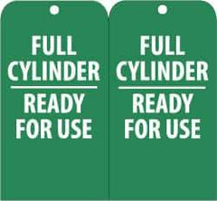 NMC - 3" High x 6" Long, FULL CYLINDER-READY FOR USE, English Safety & Facility Accident Prevention Tag - Tag Header: Notice, 2 Sides, Green & White Unrippable Vinyl - Apex Tool & Supply