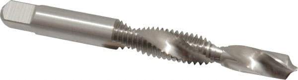 Made in USA - 3/8-16 UNC, H3, 3-1/2" OAL, 0.3225" Drill Diam x 13/16" Drill Length, Combination Drill & Tap - 2 Flutes, 1-1/4" Thread Length, High Speed Steel, Bright Finish, 2B - Apex Tool & Supply