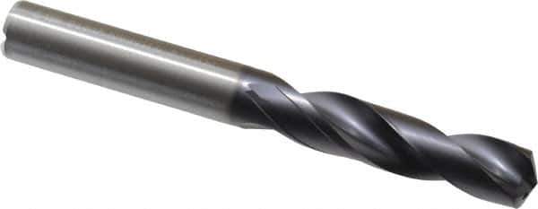 Kennametal - 10mm 140° Spiral Flute Solid Carbide Screw Machine Drill Bit - TiAlN Finish, Right Hand Cut, 47mm Flute Length, 89mm OAL, Standard Point, Straight Shank, Through Coolant - Apex Tool & Supply