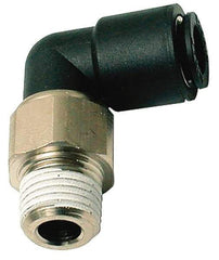 Legris - 8mm Outside Diam, 3/8 BSPT, Nylon Push-to-Connect Tube Male Swivel Elbow - 290 Max psi, Tube to Male BSPT Connection, Buna Nitrile O-Ring - Apex Tool & Supply