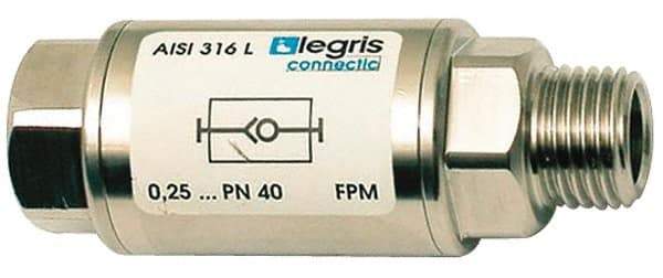 Legris - 1" Stainless Steel Check Valve - Unidirectional, Female BSPP x Male BSPP, 580 WOG - Apex Tool & Supply