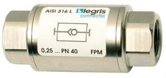 Legris - 1/8" Stainless Steel Check Valve - Unidirectional, FNPT x FNPT, 580 WOG - Apex Tool & Supply