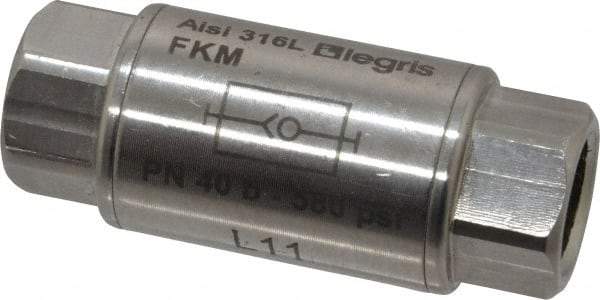 Legris - 1/4" Stainless Steel Check Valve - Unidirectional, FNPT x FNPT, 580 WOG - Apex Tool & Supply