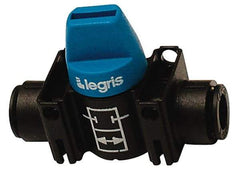 Legris - 10mm Pipe, Standard Port, Composite Miniature Ball Valve - 1 Piece, Inline - Two Way Flow, Push-to-Connect x Push-to-Connect Ends, Short Handle, 150 WOG - Apex Tool & Supply