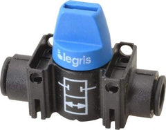 Legris - 8mm Pipe, Standard Port, Composite Miniature Ball Valve - 1 Piece, Inline - Two Way Flow, Push-to-Connect x Push-to-Connect Ends, Short Handle, 150 WOG - Apex Tool & Supply