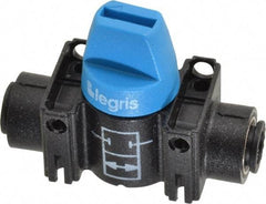 Legris - 1/4" Pipe, Standard Port, Composite Miniature Ball Valve - 1 Piece, Inline - Two Way Flow, Push-to-Connect x Push-to-Connect Ends, Short Handle, 150 WOG - Apex Tool & Supply