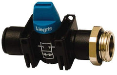 Legris - 1/8" Pipe, Standard Port, Composite Miniature Ball Valve - 1 Piece, Inline - Two Way Flow, MBSPP x Push-to-Connect Ends, Short Handle, 150 WOG - Apex Tool & Supply