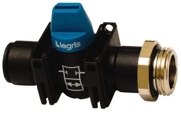 Legris - 3/8" Pipe, Standard Port, Composite Miniature Ball Valve - 1 Piece, Inline - Two Way Flow, MBSPP x Push-to-Connect Ends, Short Handle, 150 WOG - Apex Tool & Supply