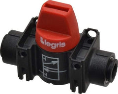 Legris - 1/4" Pipe, Standard Port, Composite Miniature Ball Valve - 1 Piece, Inline - Two Way Flow, Push-to-Connect x Push-to-Connect Ends, Short Handle, 150 WOG - Apex Tool & Supply