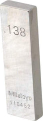 Mitutoyo - 0.138" Rectangular Steel Gage Block - Accuracy Grade 0, Includes Certificate of Inspection - Apex Tool & Supply