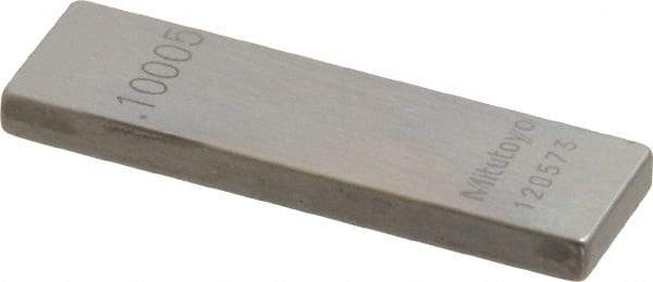 Mitutoyo - 0.10005" Rectangular Steel Gage Block - Accuracy Grade 0, Includes Certificate of Inspection - Apex Tool & Supply