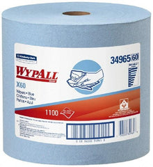 WypAll - X60 Dry Shop Towel/Industrial Wipes - Jumbo Roll, 13-3/8" x 12-1/2" Sheet Size, Blue - Apex Tool & Supply
