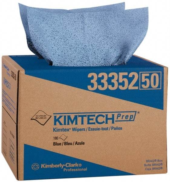Kimtech - Dry Clean Room/Lab/Critical Task Wipes - Pop-Up, 12-1/2" x 12" Sheet Size, Blue - Apex Tool & Supply