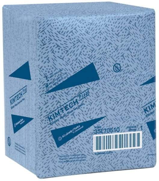Kimtech - 1/4 Fold Clean Room/Lab/Critical Task Wipes - Poly Pack, 13" x 12" Sheet Size, Blue - Apex Tool & Supply