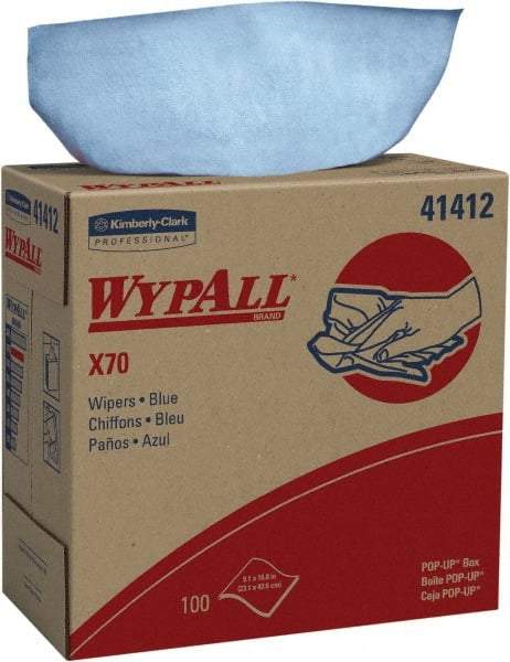 WypAll - X70 Reusable Shop Towel/Industrial Wipes - Pop-Up, 16-3/4" x 9" Sheet Size, Blue - Apex Tool & Supply